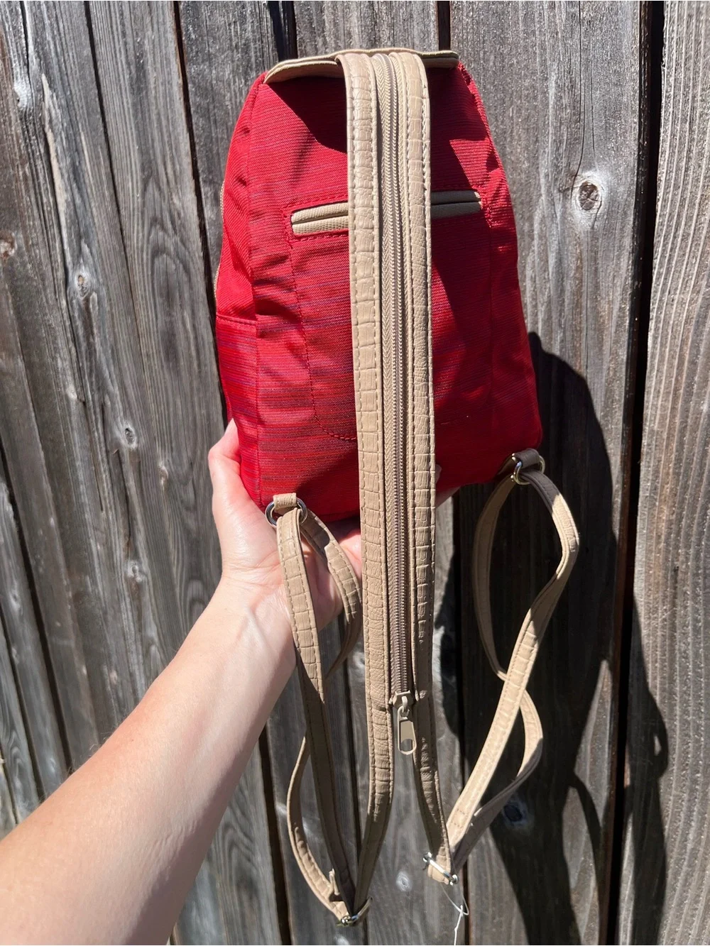Multisac small orange canvas backpack purse